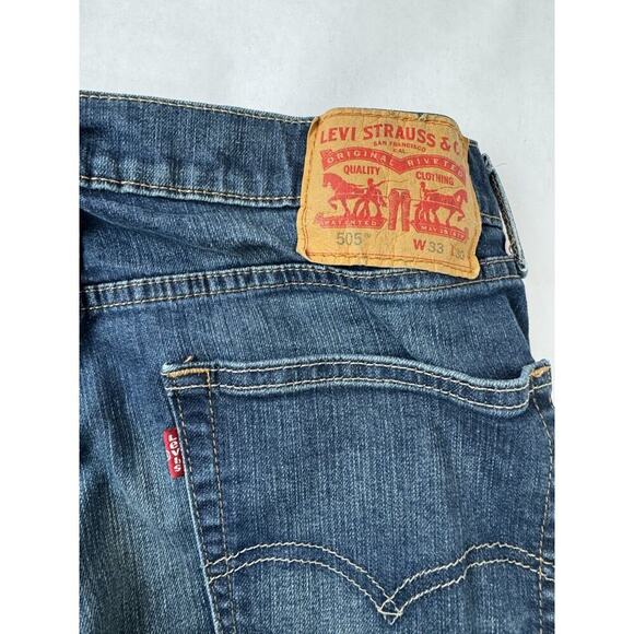 Levi's 505 Regular Fit Straight Leg Jeans Men 33 * 30 Medium Wash Grunge Zip Fly - Picture 10 of 10